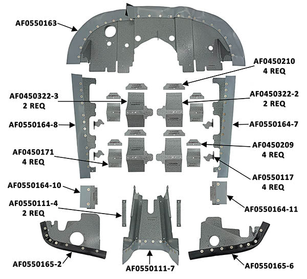 Airforms Inc. Engine Baffle Kit Powder Coated Cowl Saver - C170B172-PCCS