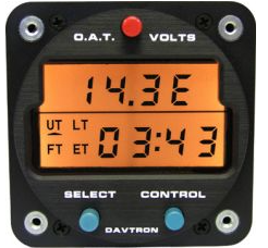 Davtron Model 803-28V-Cessna Clock Oat Voltmeter Gray Buttons 28V Lighting Cessna Pn. M803B2-0/28V-B
