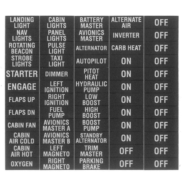 Ray Allen - Bezel Switch Label Sheet