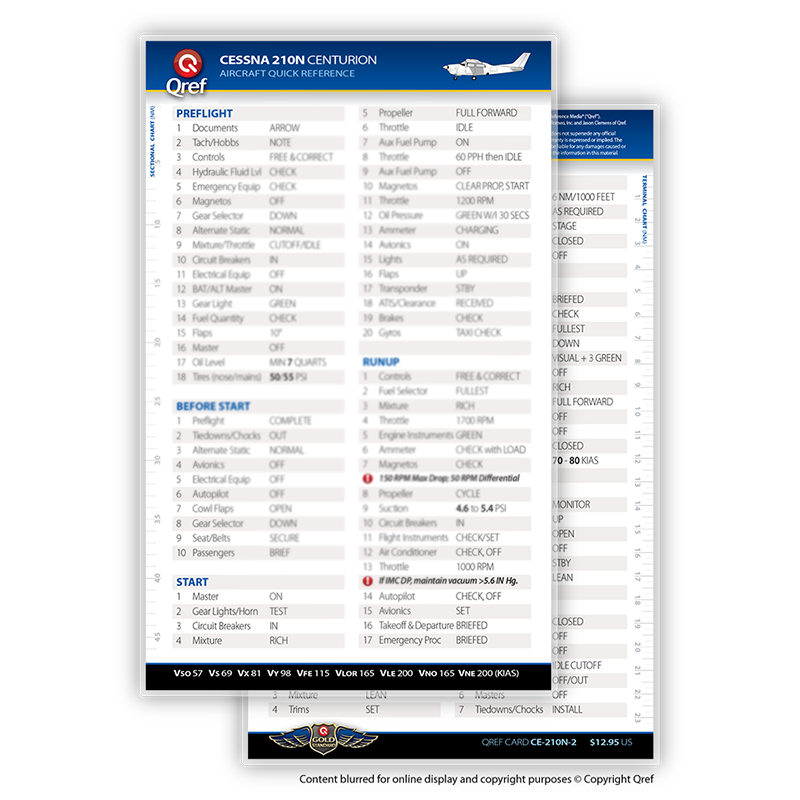Cessna 210N Centurion QREF Card