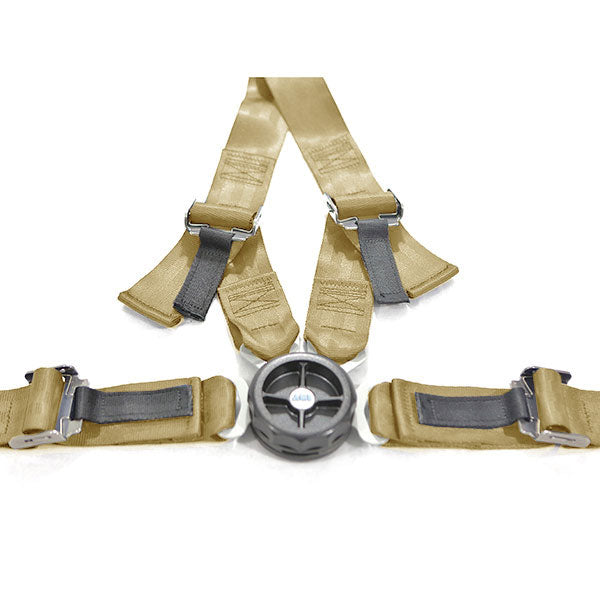 ABI Crew Upgrade, 4-Pt Rotary Assembly Permanent Right Locking Side Adjusters On Harness & Lap Belt Tan