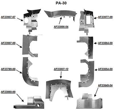 Airforms Inc. Engine Baffle Kit Powder Coated Blu Seal - PA30-PCBL