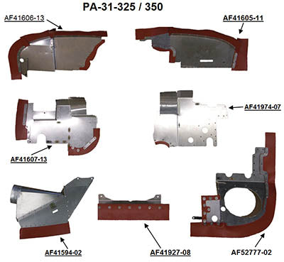 Airforms Inc. Engine Baffle Kit Powercoated with Cowl Saver Seals - PA31350-PCCS