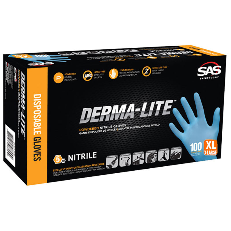 Sas 6609 Derma Lite Powdered Nitrile 5 Mil Xl