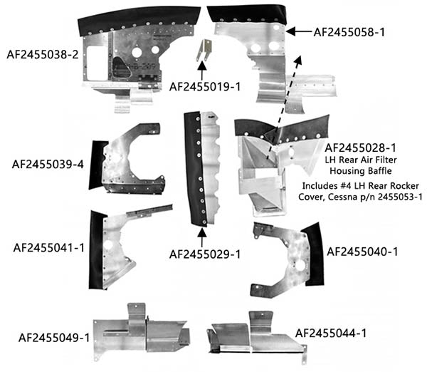 Airforms Inc. Engine Baffle Kit Powder Coated Cowl Saver - C172RG-PCCS