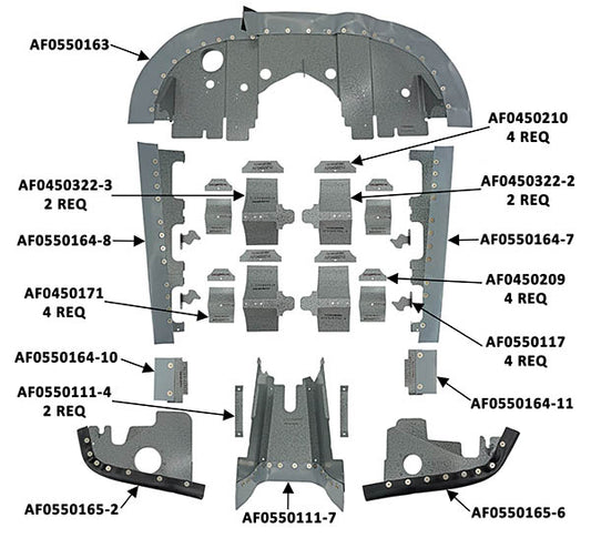 Airforms Inc. Engine Baffle Kit Powder Coated Cowl Saver - C170B172-PCCS