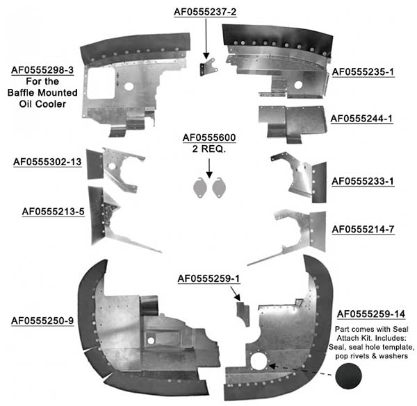 Airforms Inc. Engine Baffle Kit Powder Coated Cowl Saver - C172N-79580PCCS