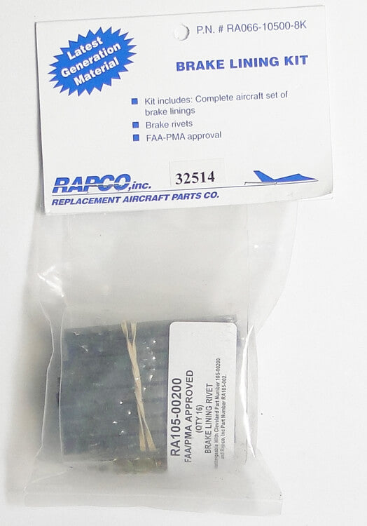Rapco RA66-105-8K Brake Lining Kit - 8 Pack