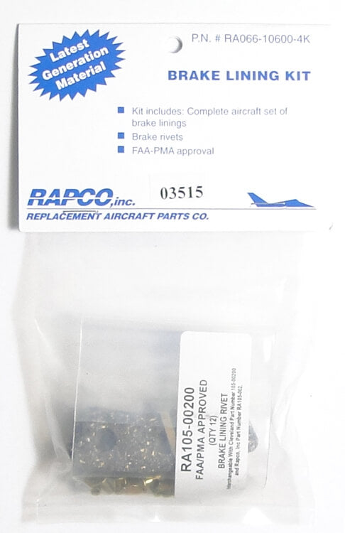 Rapco RA66-106-4K Brake Lining Kit - 4 Pack