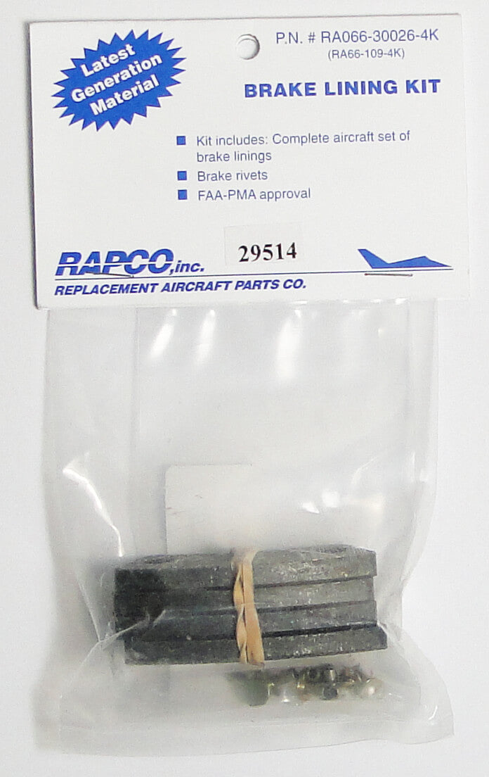 Rapco RA066-30026-4K Brake Lining Kit - 4 Pack