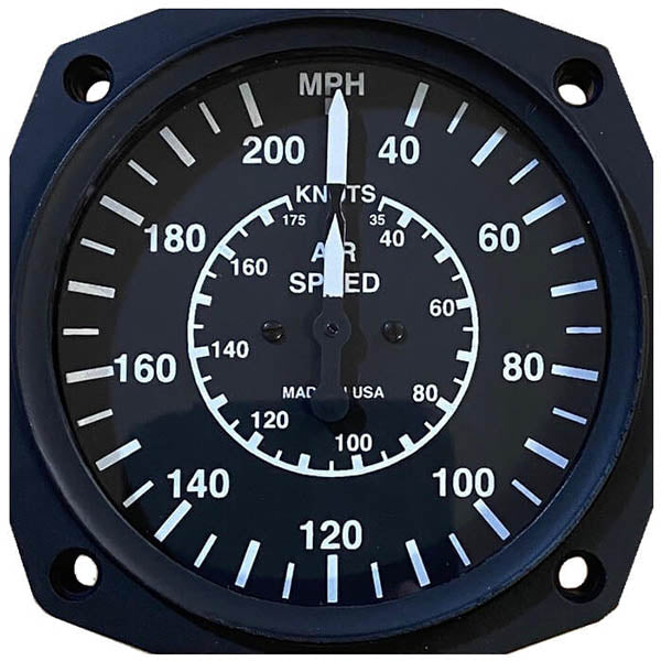 UMA 3-1/8 Airspeed Indicator Dual Scale 200 MPH TSO