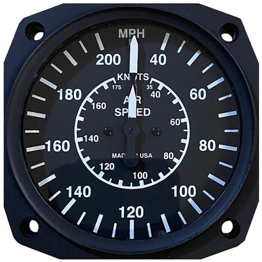 UMA 3-1/8 Airspeed Indicator Dual Scale 200 MPH TSO