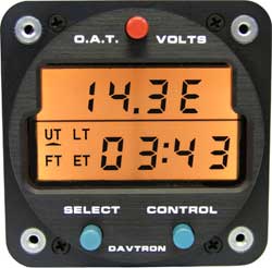 Davtron Model 803-5V Ut Lt Foot & Et Digital Clock 5V Lighting Voltmeter OAT (F & C) (Temp. Probe Included) M803-5V