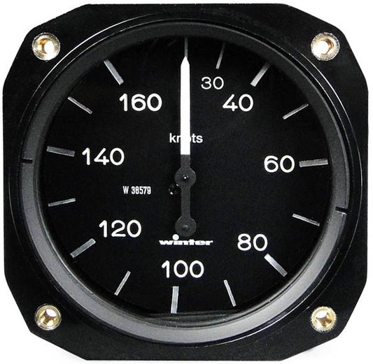 Winter 2-1/4 Airspeed Indicator 7 Fms 213 Range 0 To 100 Knot 360 Dial