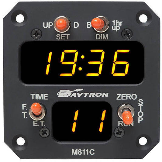 Davtron Model 811C Standard Black Front Mount Lt 12 Or 24 Hr Foot Et/Cdt LED Clock