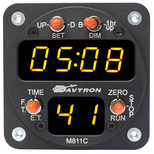Davtron Model 811C-2 Standard Black Internal Mount Lt 12 Or 24 Hr Foot Et/Cdt LED Clock