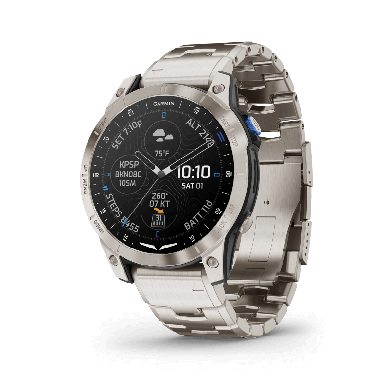 Garmin D2 Smart Watch Mach 1 Black Brushed Titanium With Titanium Band