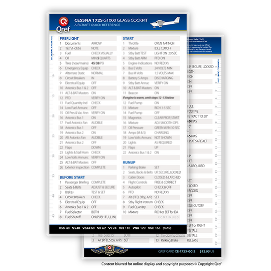 Cessna 172S G1000 QREF Card