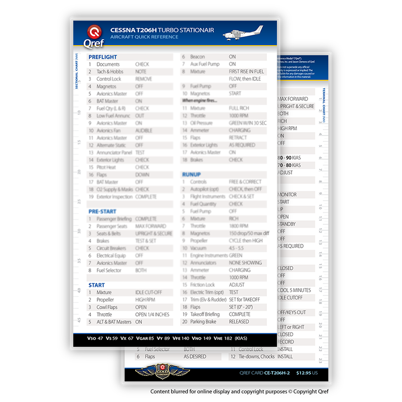 Cessna Turbo 206H QREF Card
