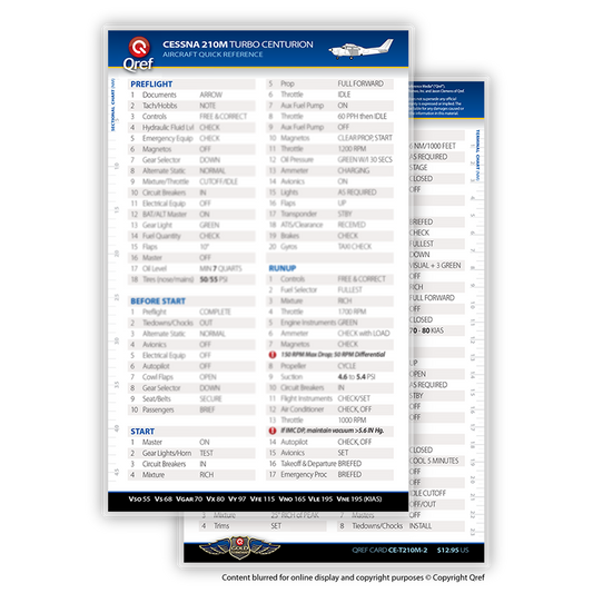 Cessna Turbo 210M Centurion QREF Card