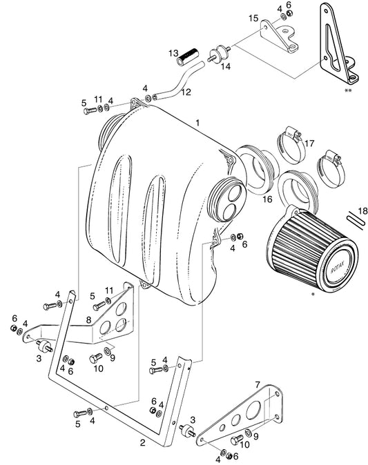 ROTAX 953-166 INTAKE SILENCER BRACKET MS