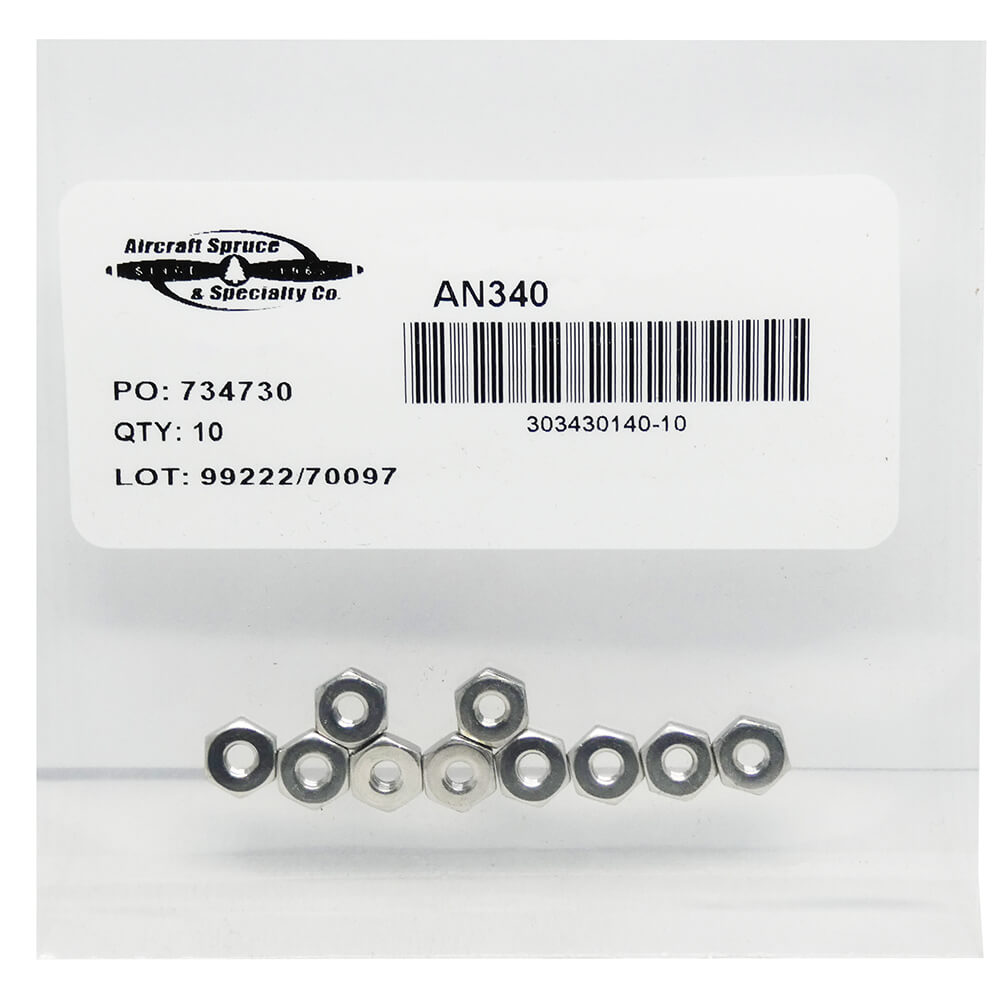 MS35649-265B Brass Mch Scrwnut (Pack Of 10)