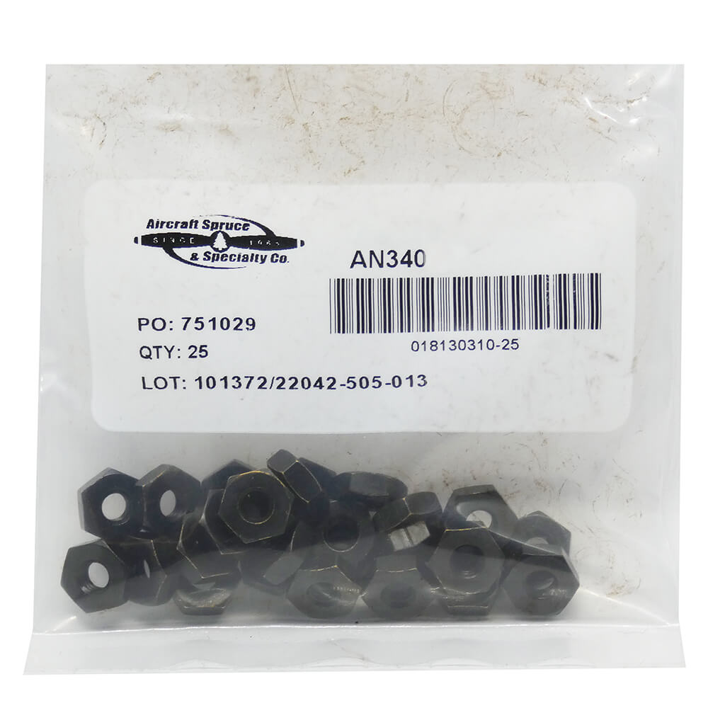 Brass Nut AN340B8 MS35649-286B (Pack Of 25)