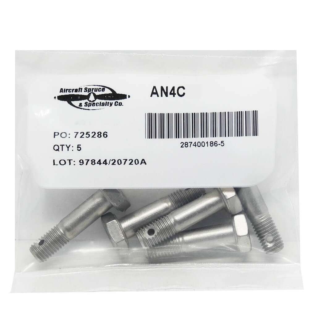 AN4C-10 Stainless Steel Drilled Bolt (Pack Of 5)