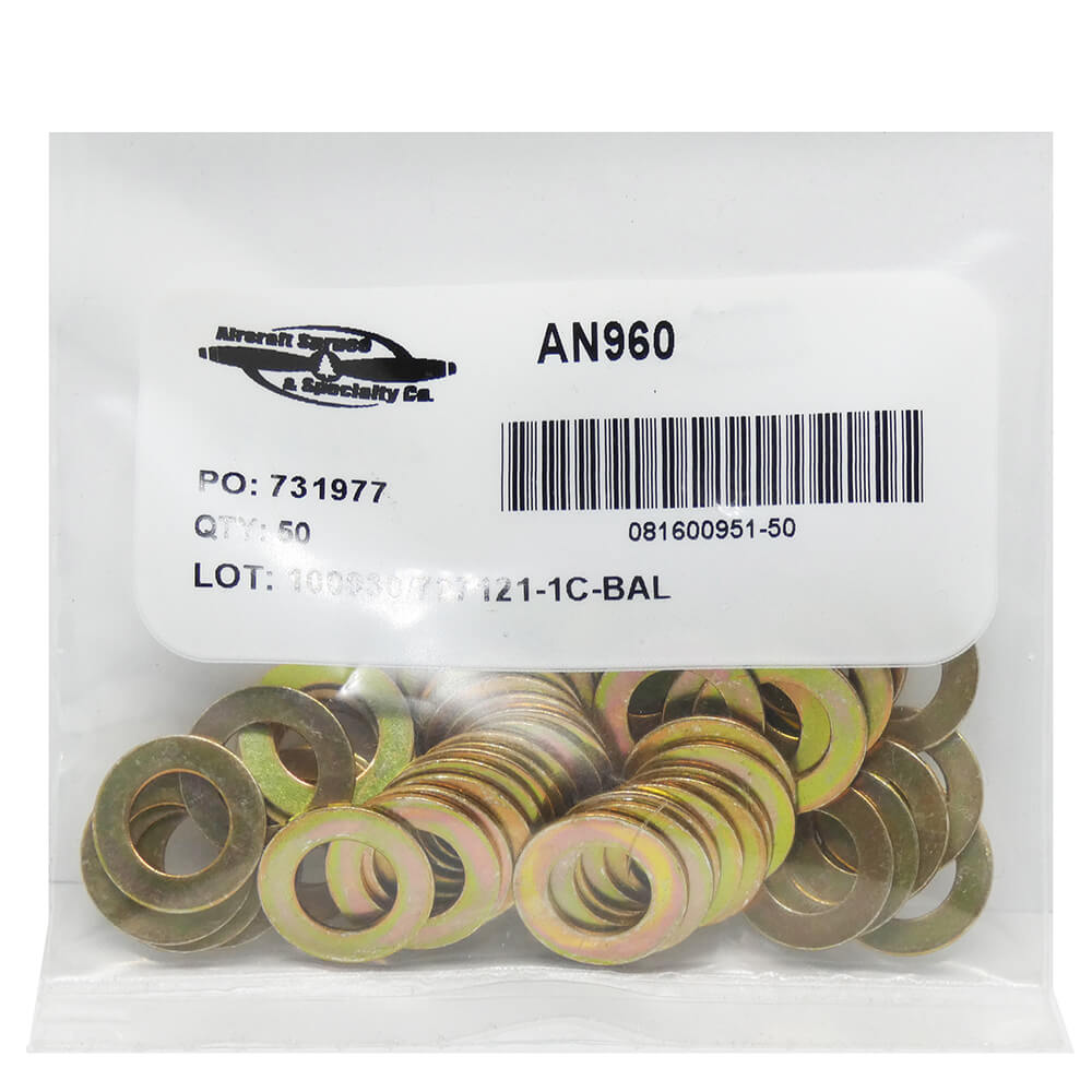 Aluminum Washer, Flat AN960Pd-10 (Pack Of 50)