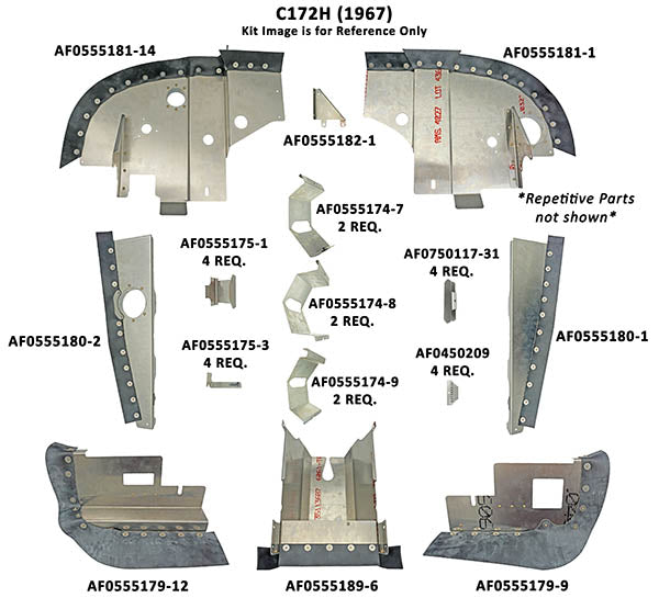 Airforms Inc. Engine Baffle Set Powder Coated Bk - C172H-PCBK
