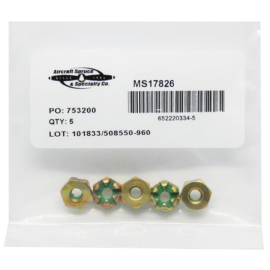 MS17826-3 Castellated Nylon Inserted Hex Nut (Pack Of 5)