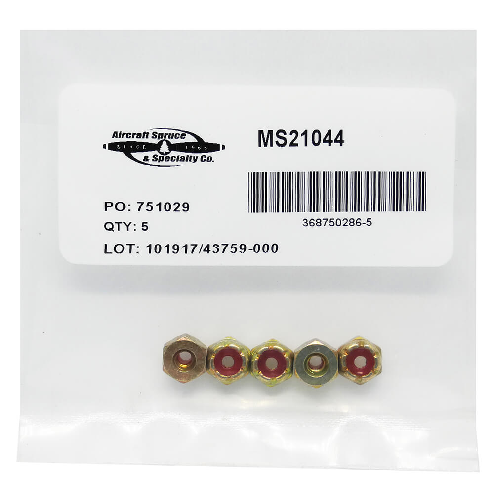 Stainless Steel Lock Nut MS21044C04 (Pack Of 5)