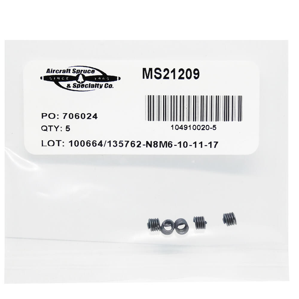 Screw Thread Inserts, Self Locking MS21209C0615L (Pack Of 5)