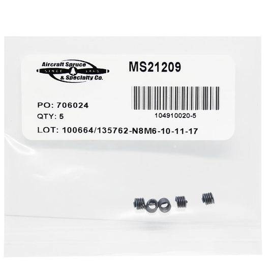 Screw Thread Inserts, Self Locking MS21209F1-15L (Pack Of 5)