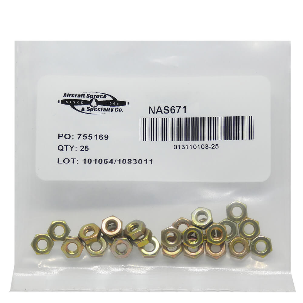 NAS671-6 Hex Nut (Pack Of 25)