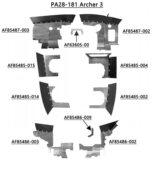 Airforms Inc. Engine Baffle Kit Bare Black Seals - PA28181-3BRBK