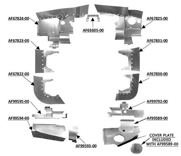 Airforms Inc. Engine Baffle Kit Powder Coated Blu Seal - PA28R200-PCBL